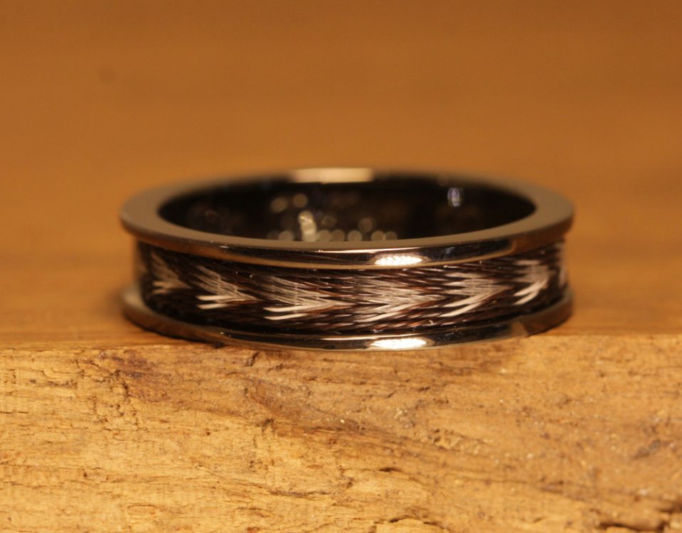 blackened ring with horse hair