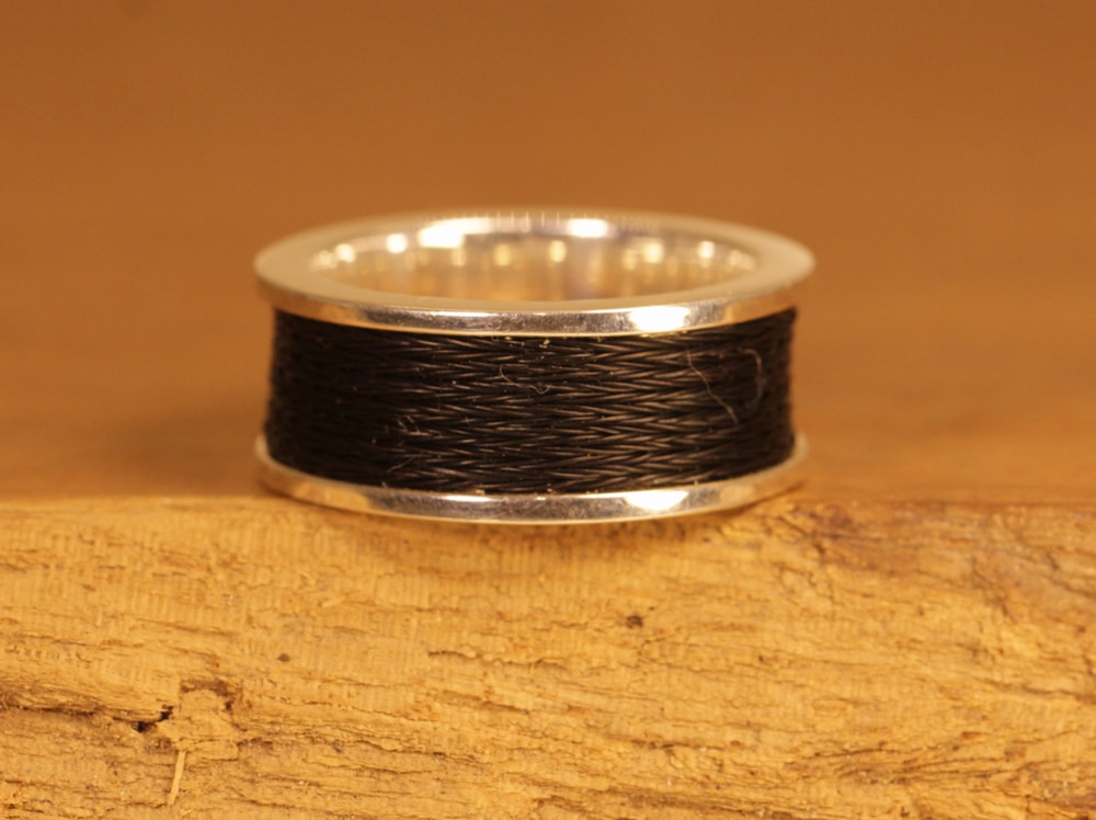 horse hair jewelry wider silver rings with woven horse hair
