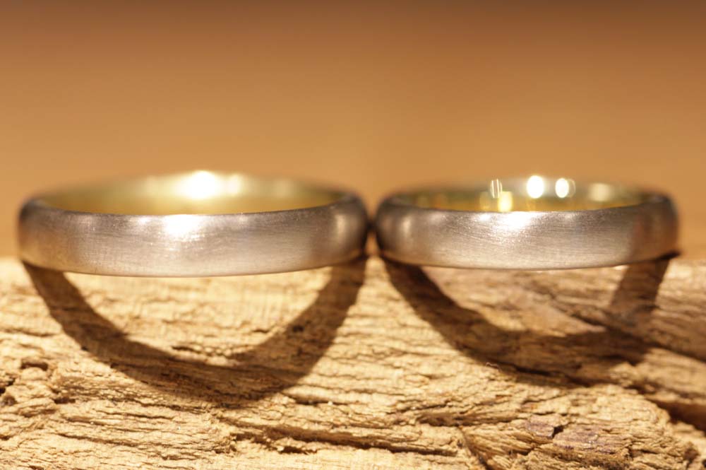 Image 168: Wedding rings using the soldering technique, created in the wedding ring course.