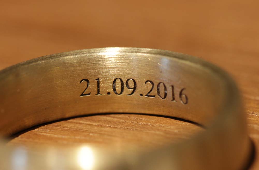 laser engraved wedding date