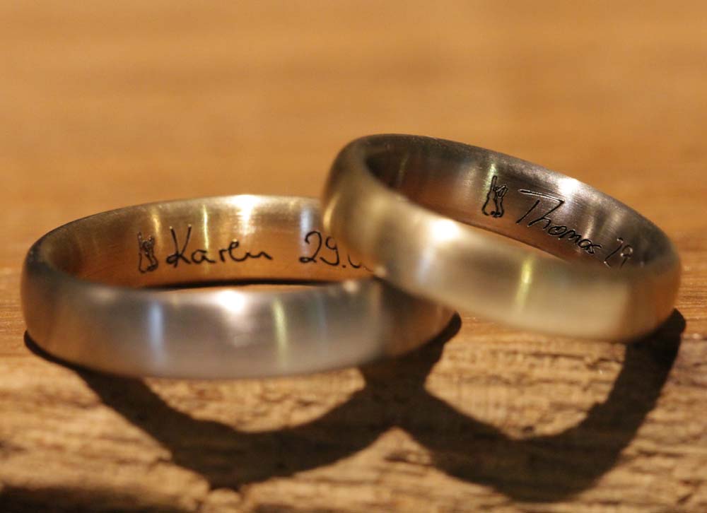two-tone gold wedding rings with your own handwriting