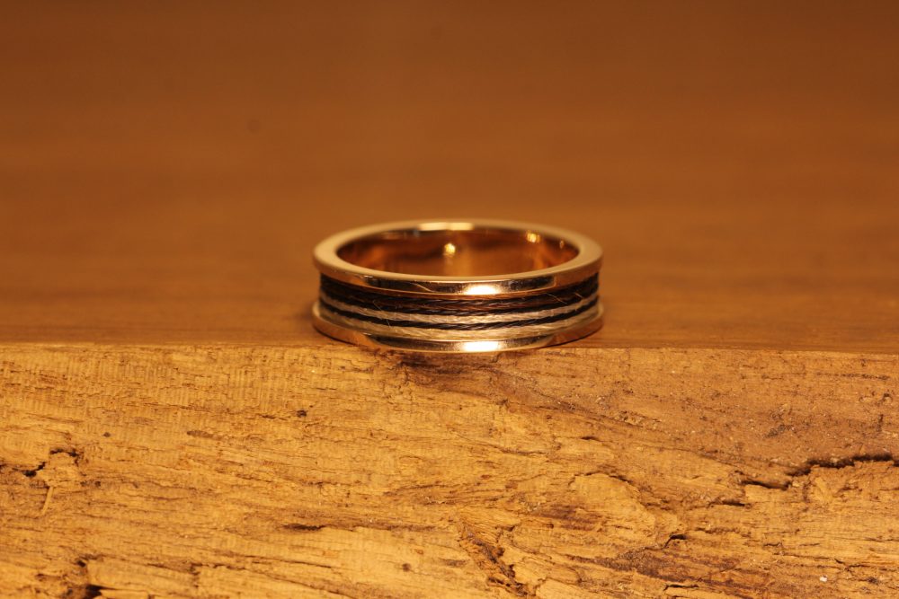 Horse hair jewelry - gold ring with horse hair