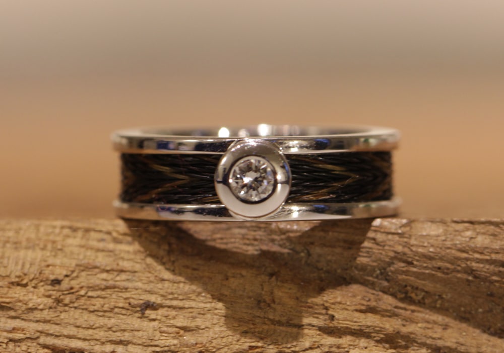 Horse hair jewelry - ring with a stone