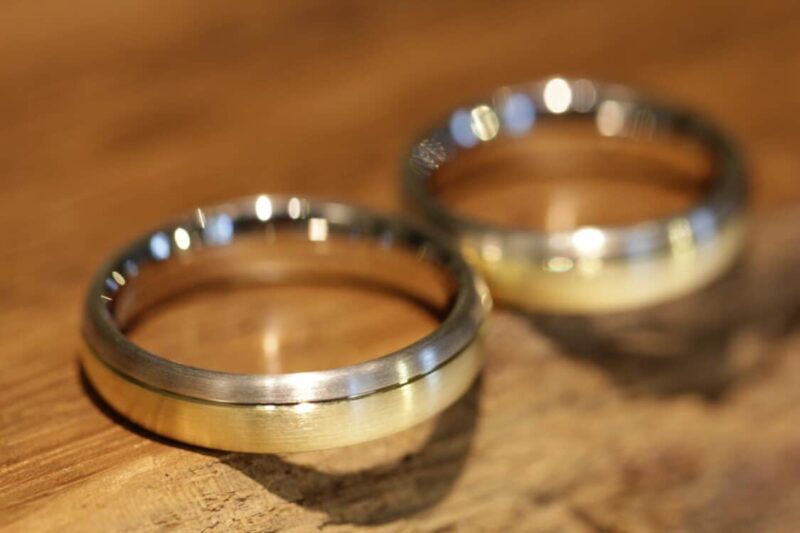 Wedding rings two-tone 585 yellow gold & gray gold