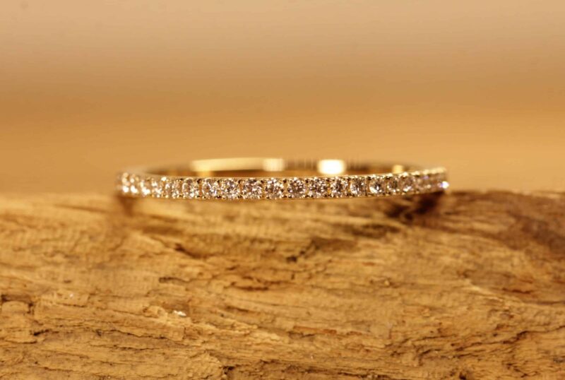 Bague Beisteckring en or rose 585 avec diamants de 0.005ct dans une couronne sertie à 1/2