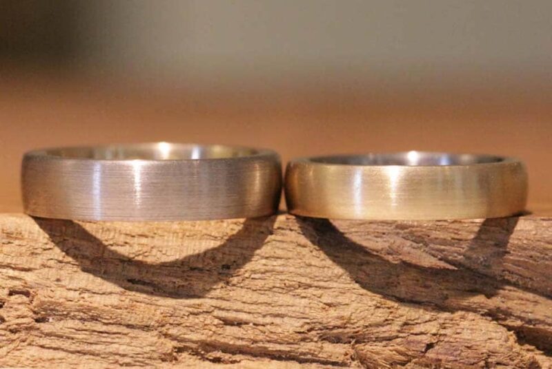 Wedding rings 585 rose gold & gray gold plug-in solder rings