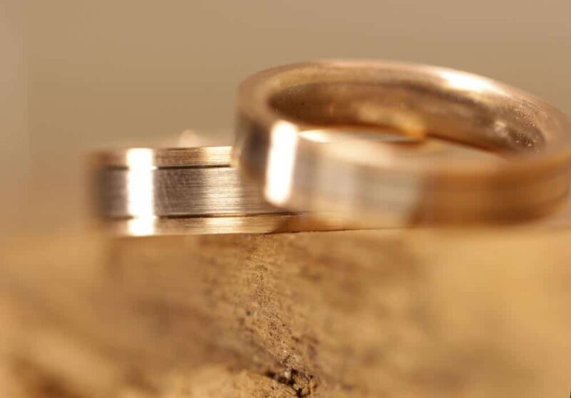 Anillos de boda mate anillos de disco de oro gris 585 y oro rojo