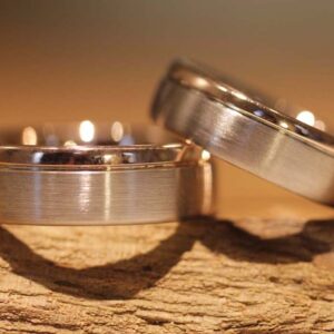 Wedding rings Cake rings made of 585 gray gold, the polished surface made of red gold