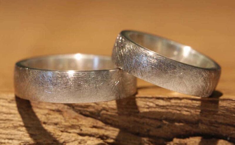 Bonitos anillos de boda Steckloetringe en esmerilado fuera de oro gris 585 dentro de plata 925 Schmuckgarten