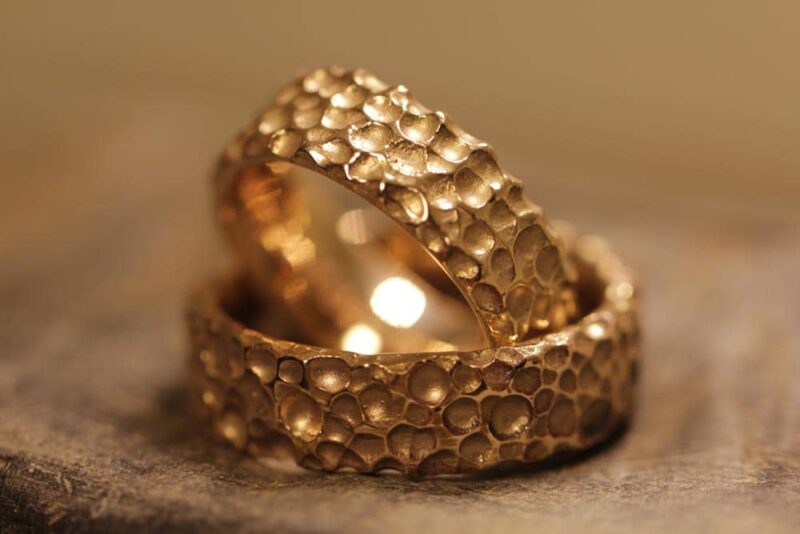 Extraordinary wedding rings made of 585 red gold "Bubbles"
