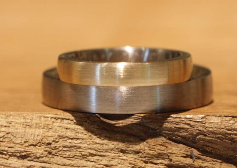 Wedding rings plug-in rings made of 585 rose gold and gray gold