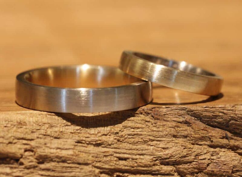 Wedding rings plug-in rings made of 585 rose gold and gray gold