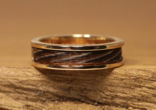 Horse hair ring 585 rose gold polished