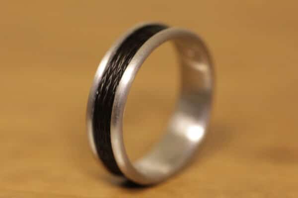 Horse hair ring comfort model 925 silver