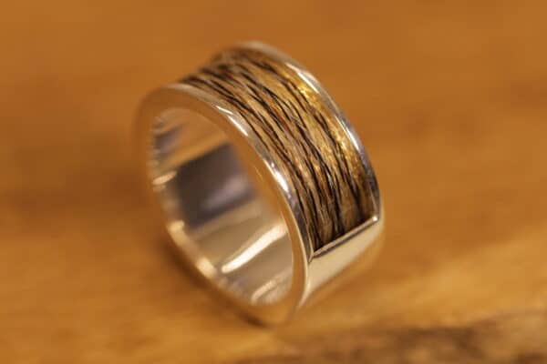 Horse hair ring 925 silver