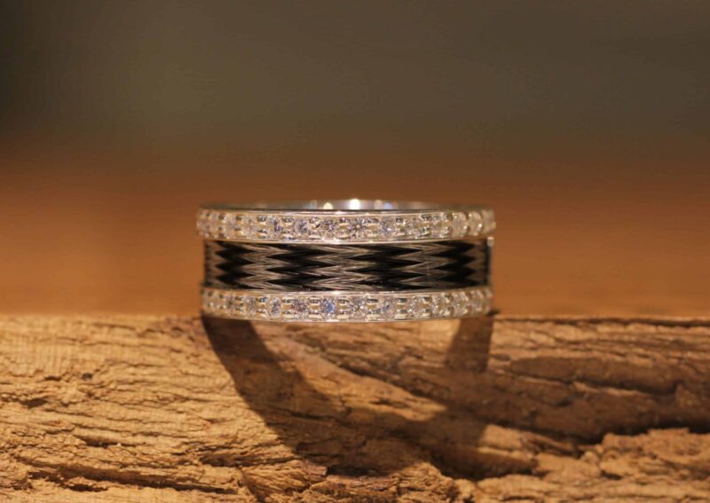 Horse hair ring 925 silver with zirconia