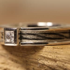 Horse hair ring 925 silver with a single stone Angular