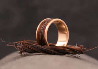 pferde haar ring mit kompfort modell in 585er rose gold hergestellt schmuckgarten