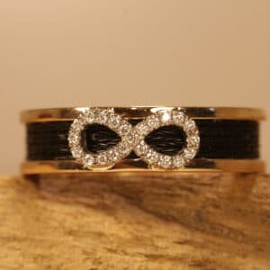 Horse hair ring 585 rose gold with an infinity sign and brilliant-cut diamonds
