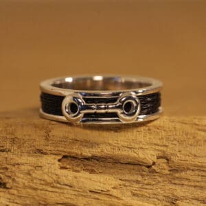 Horse hair ring 925 silver with bridle