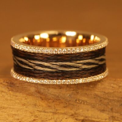 Horse hair ring 585 rose gold with diamonds