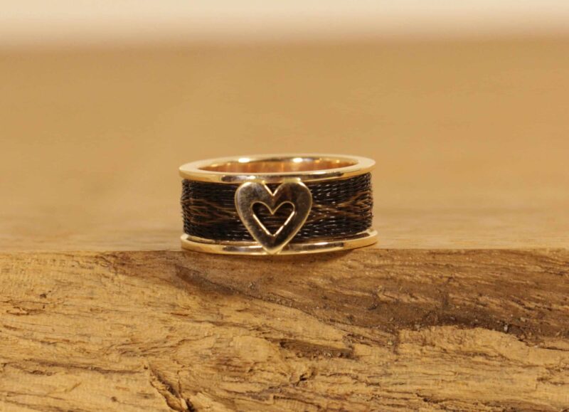 Horse hair ring 585 rose gold with heart