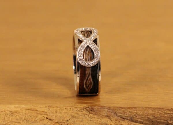 Horse hair ring 585 white gold with infinity sign and diamonds