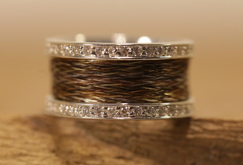 Horse hair ring 925 silver with zirconia
