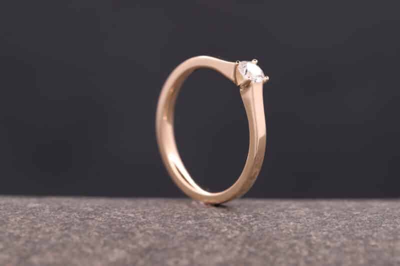 engagement ring - solitaire ring in gold with diamond