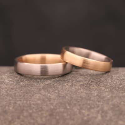 two-tone wedding rings made of gold loet rings from the schmuckgarten