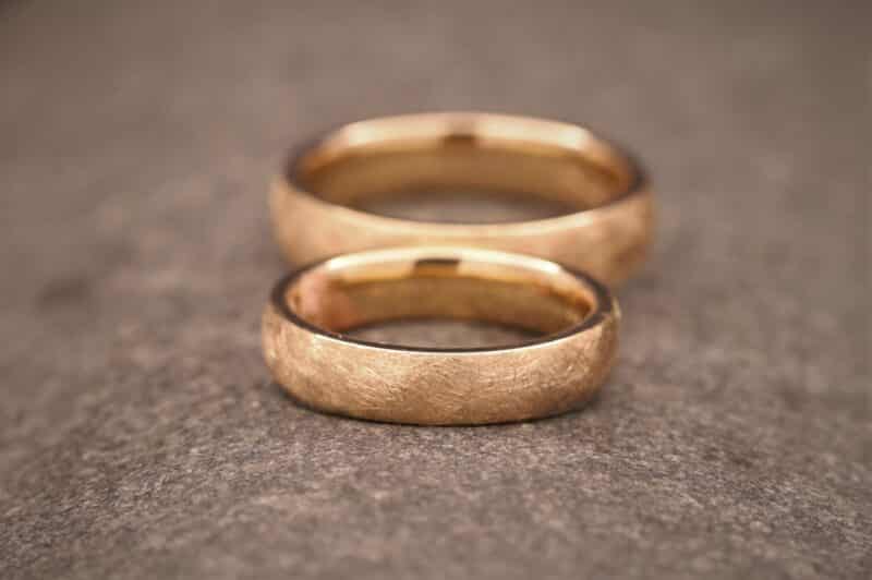 timeless marriage rose gold rings with ice matt surface
