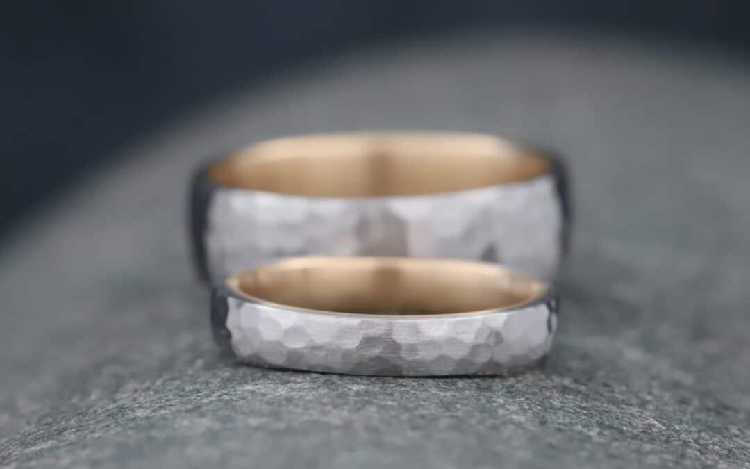 Trauringe in 950er Platin mit 750er Rosegold als Stecklötringe