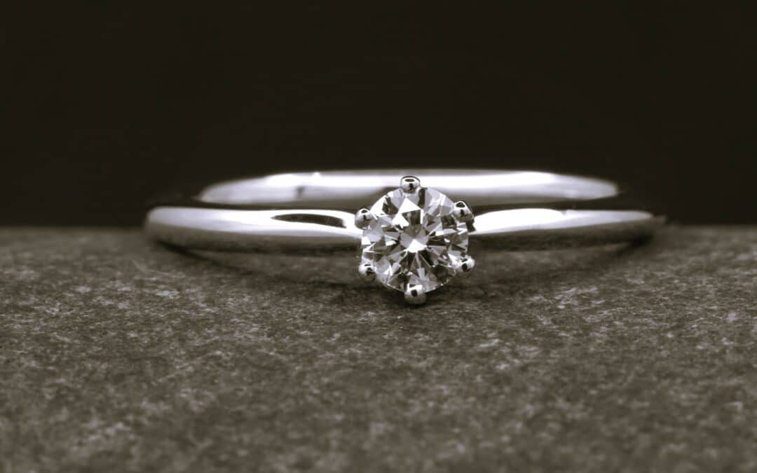 Verlobungsring 585er Weißgold mit 0,25ct synthetischem Diamanten im Brillantschliff