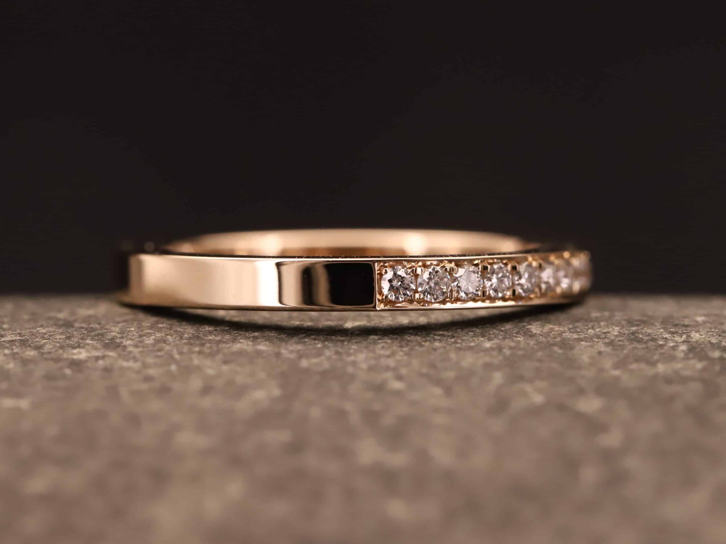 Beisteckring mit Fadenfassung in 585er Rosegold mit synthetischen Brillanten je 0,015ct – Bild 2