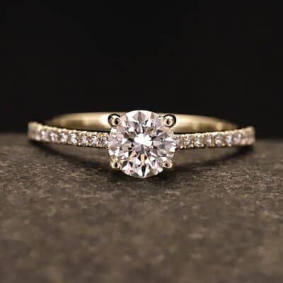 Verlobungsring 585er Gelbgold mit 0,75 ct synthetischem Diamanten im Brillantschliff